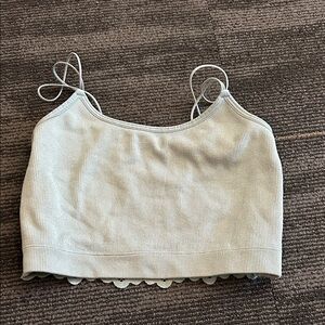 Women's Gray Ribbed Crop Top